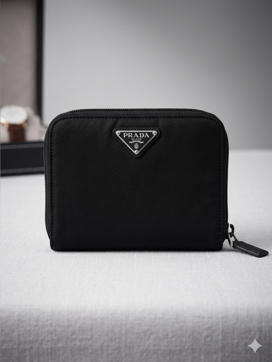 Prada Handbags - Prada Black Compact Zipper Wallet